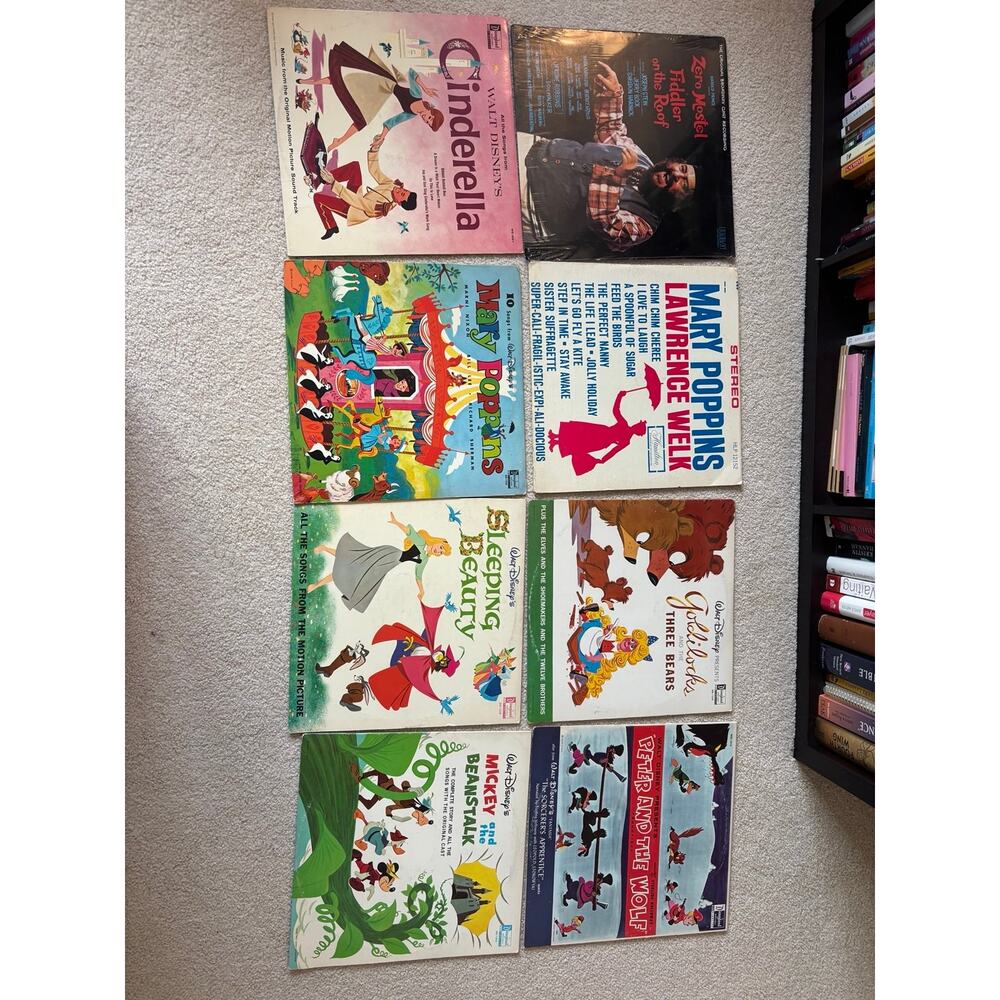 Set of 8 vintage vinyls -fiddler on the roof, Cinderella, Mary Poppins x2, etc,